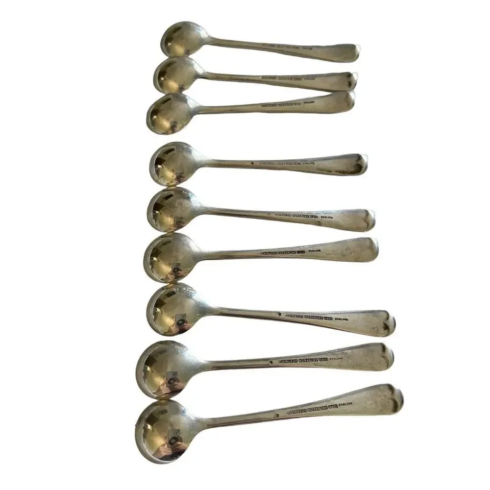 9 Elkington Monarchy Salt Spoons Silverplate 3 1/4